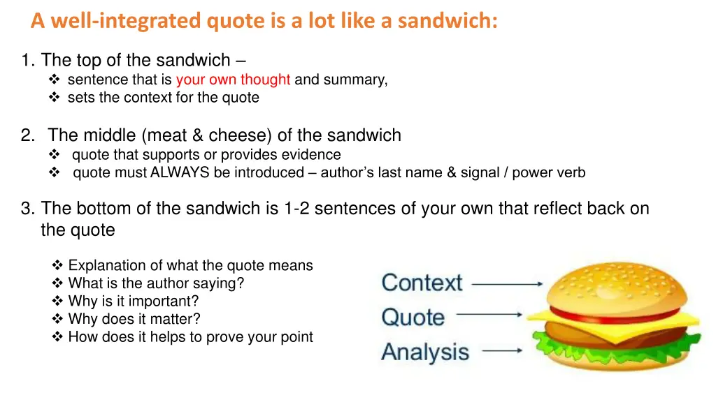 a well integrated quote is a lot like a sandwich