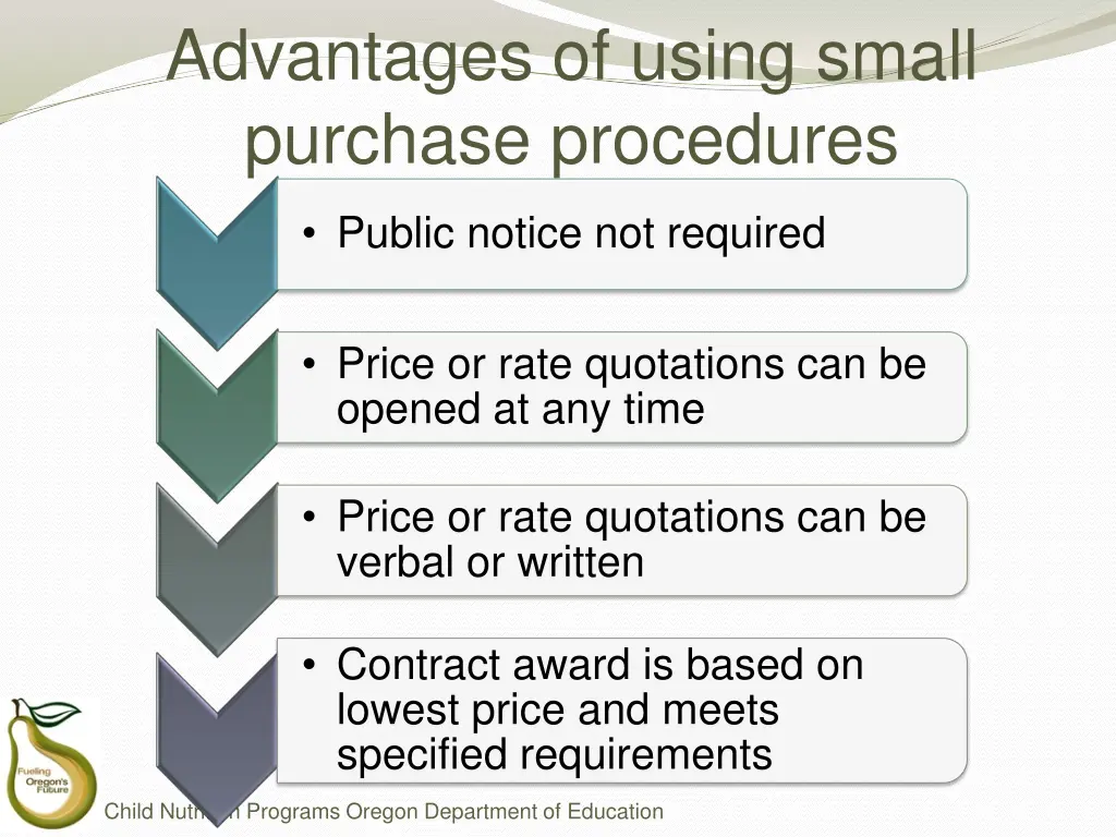 advantages of using small purchase procedures