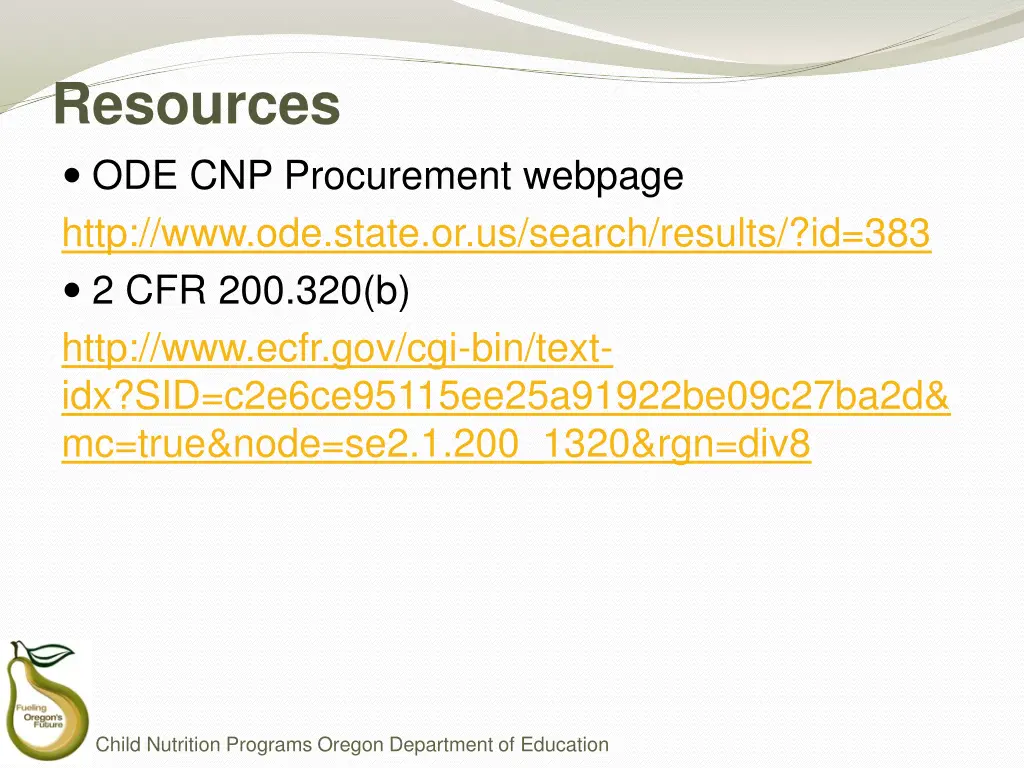 resources ode cnp procurement webpage http