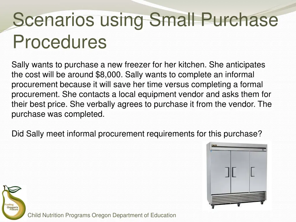 scenarios using small purchase procedures