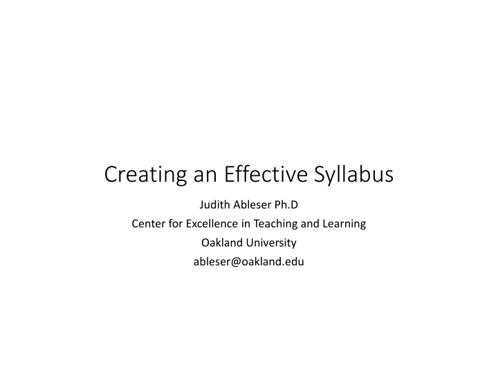 creating an effective syllabus