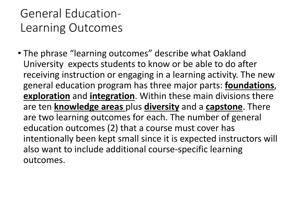 general education learning outcomes