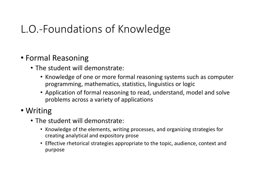 l o foundations of knowledge