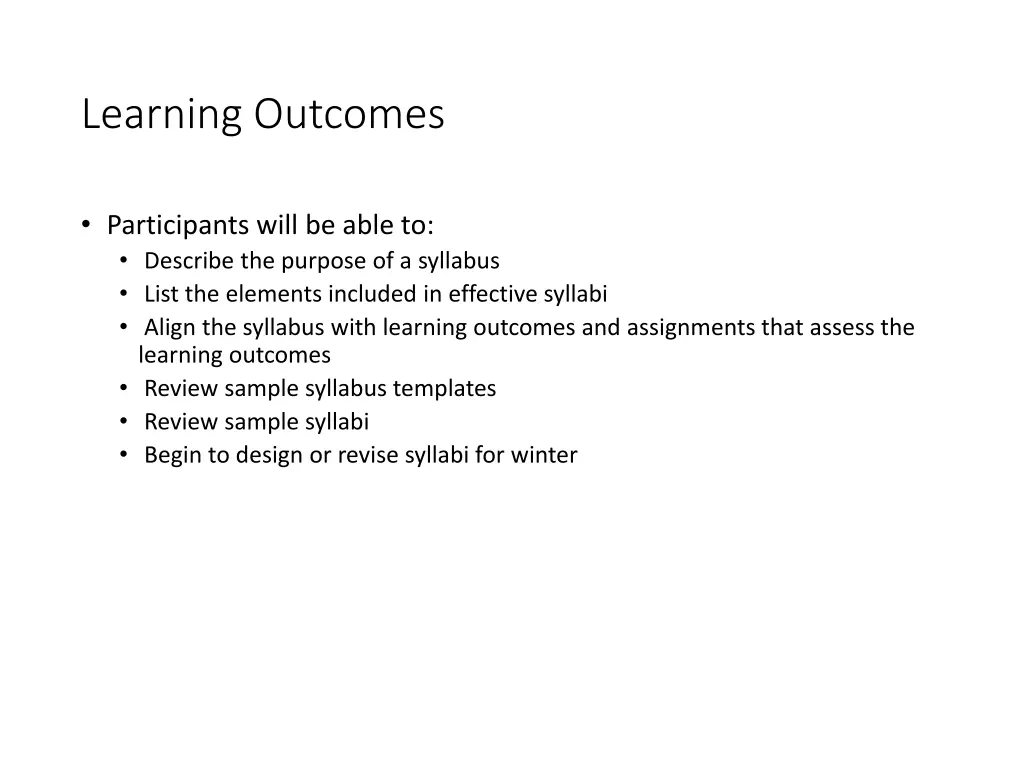 learning outcomes