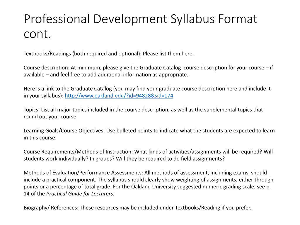 professional development syllabus format cont 1