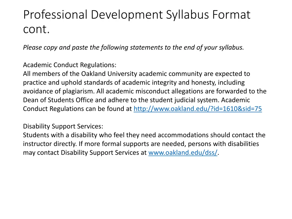 professional development syllabus format cont 2