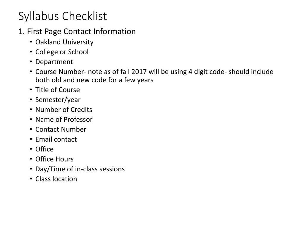 syllabus checklist 1 first page contact