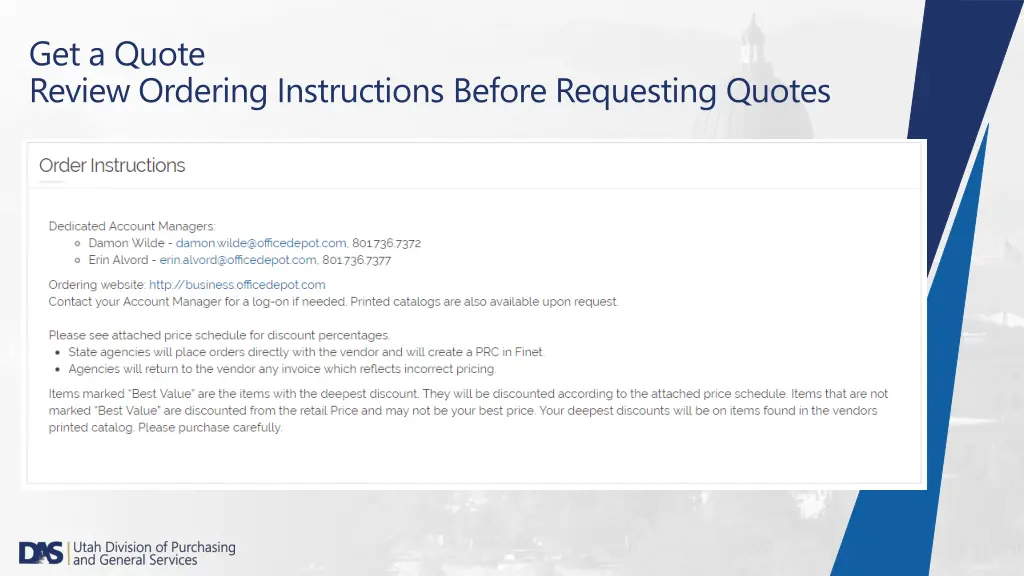 get a quote review ordering instructions before