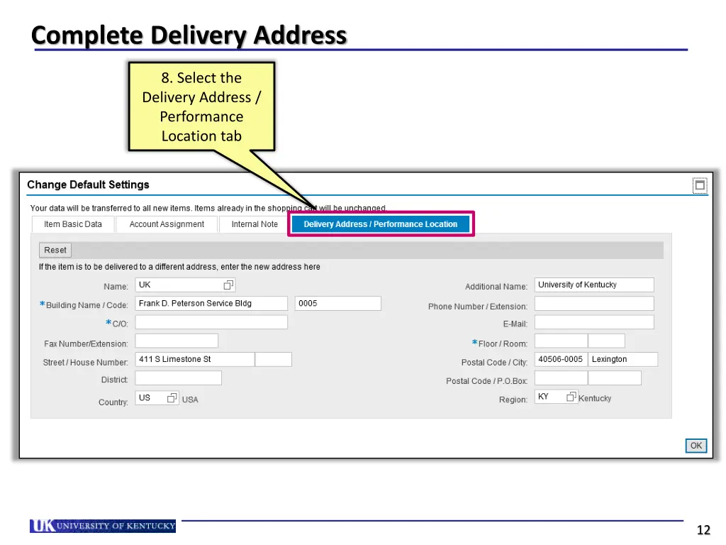 complete delivery address