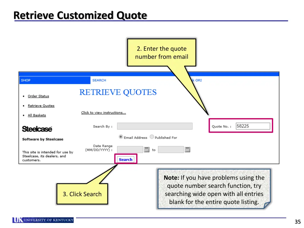 retrieve customized quote 1