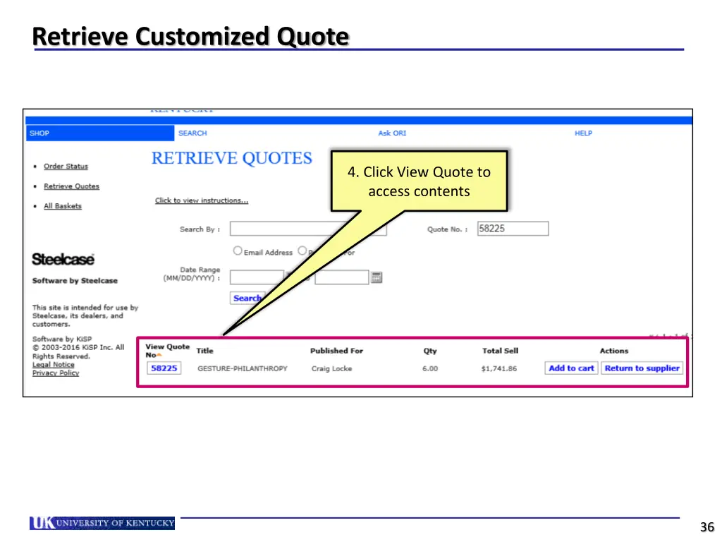 retrieve customized quote 2