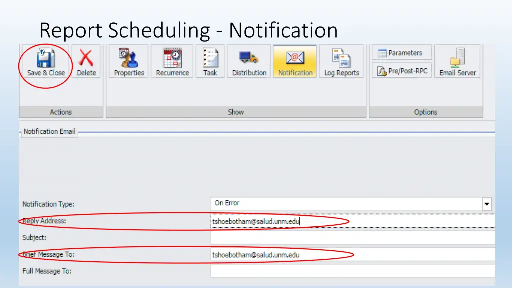 report scheduling notification 1