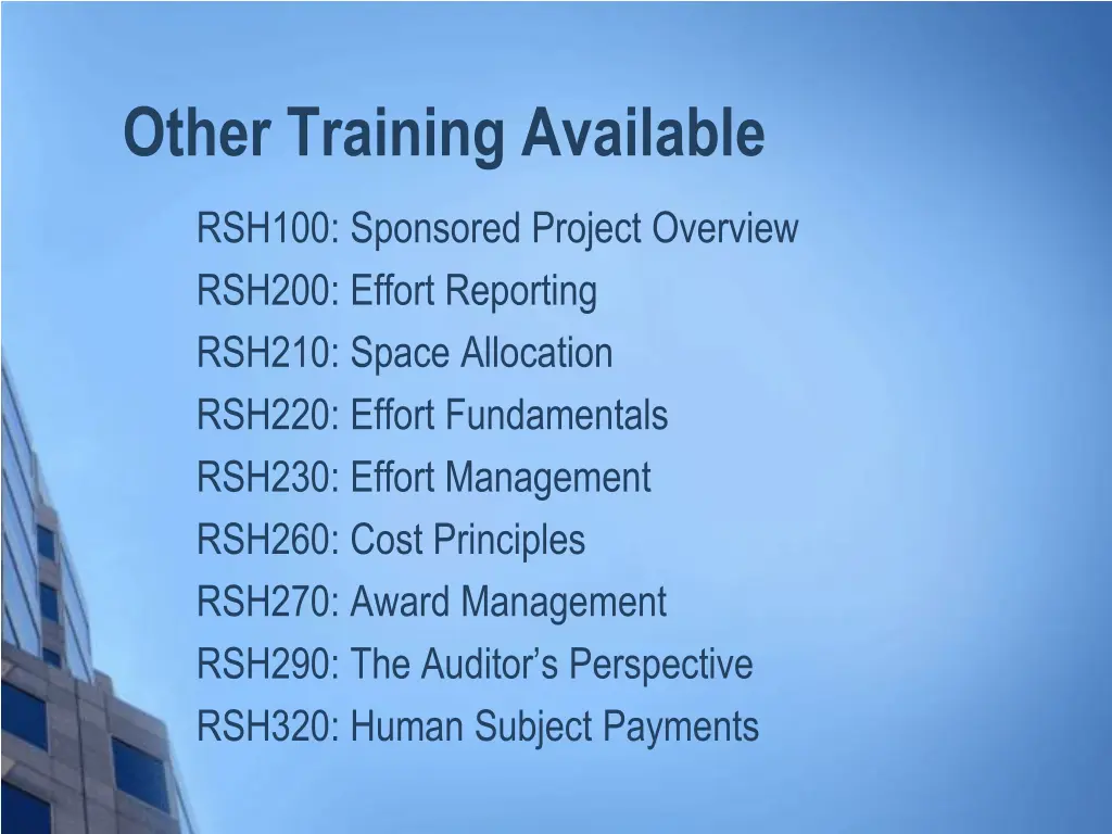 other training available