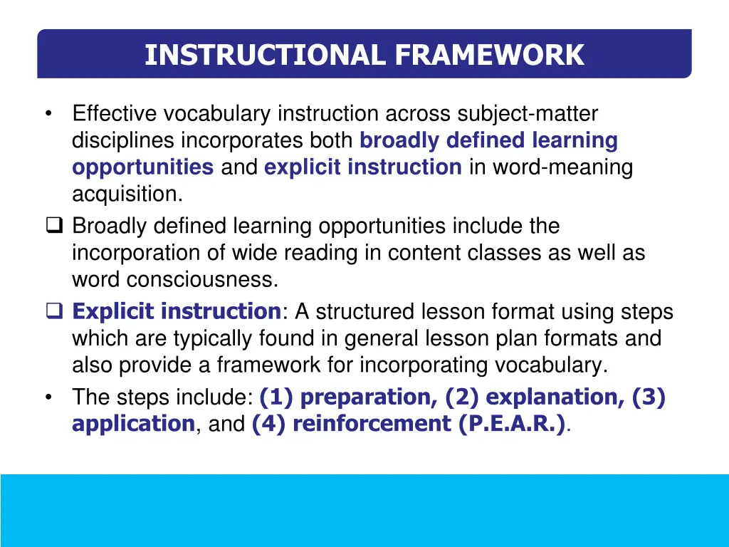 instructional framework