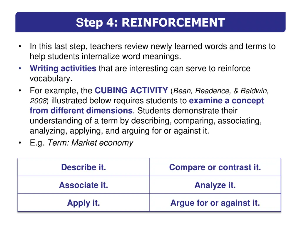 s tep 4 reinforcement