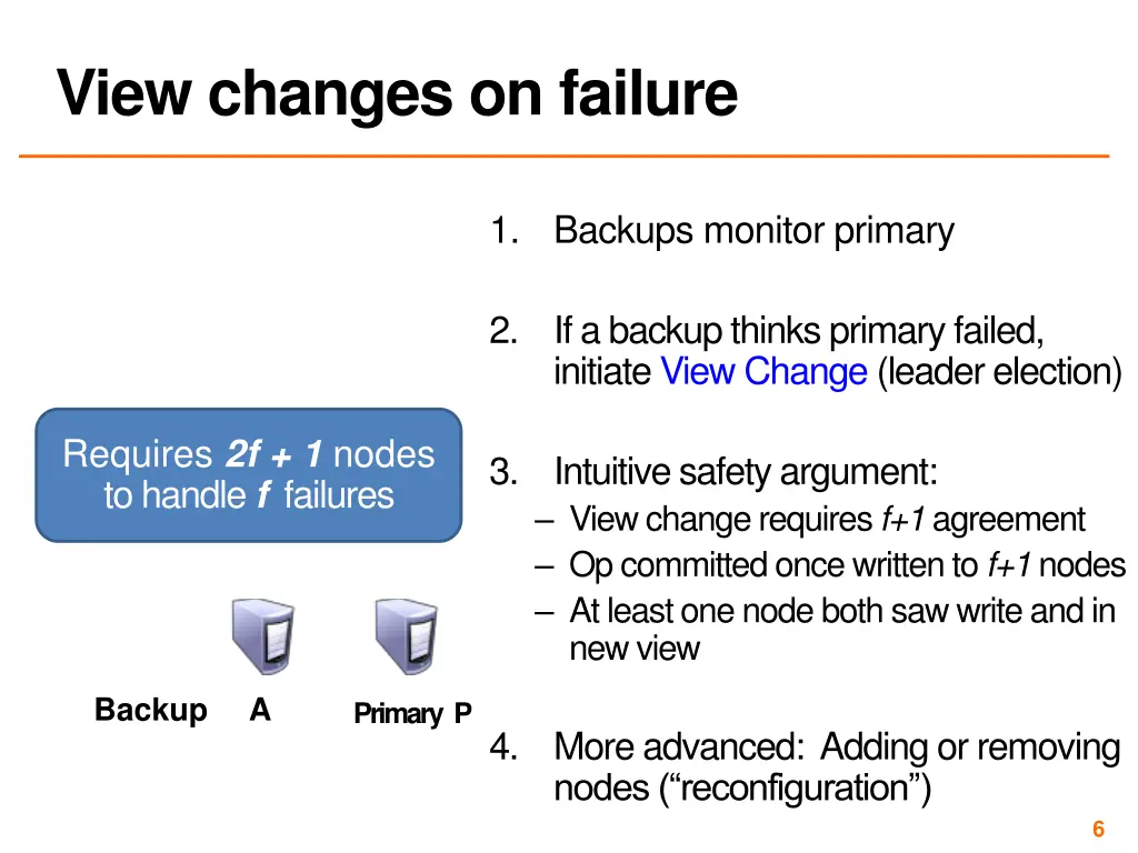 view changes on failure 1