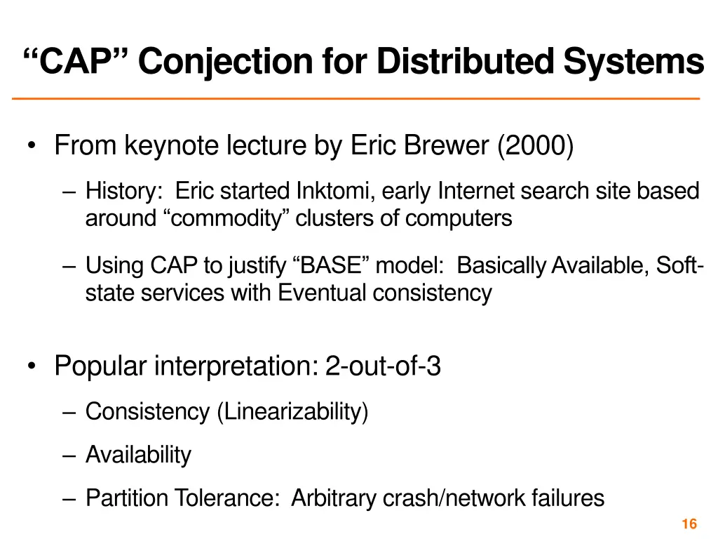 cap conjection for distributed systems