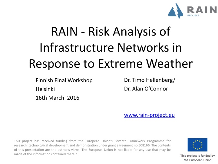 rain risk analysis of infrastructure networks