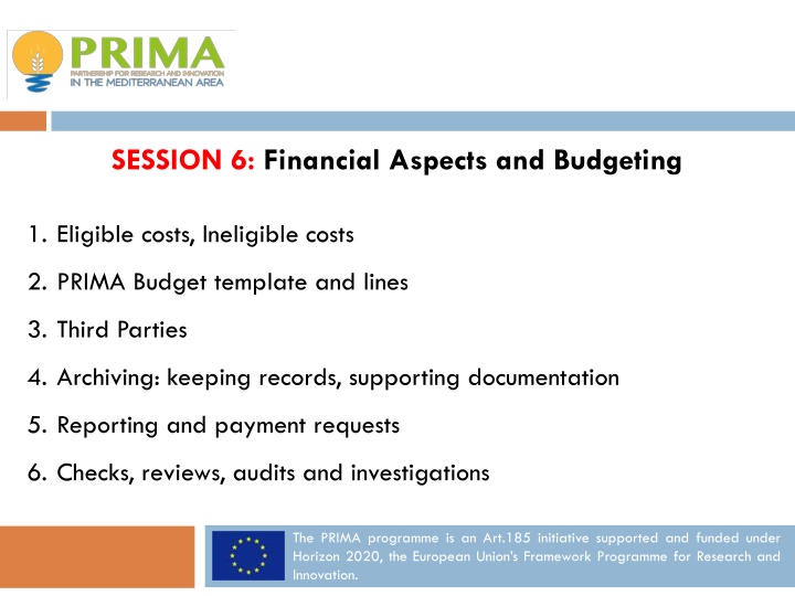 session 6 financial aspects and budgeting