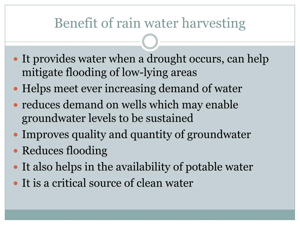 benefit of rain water harvesting