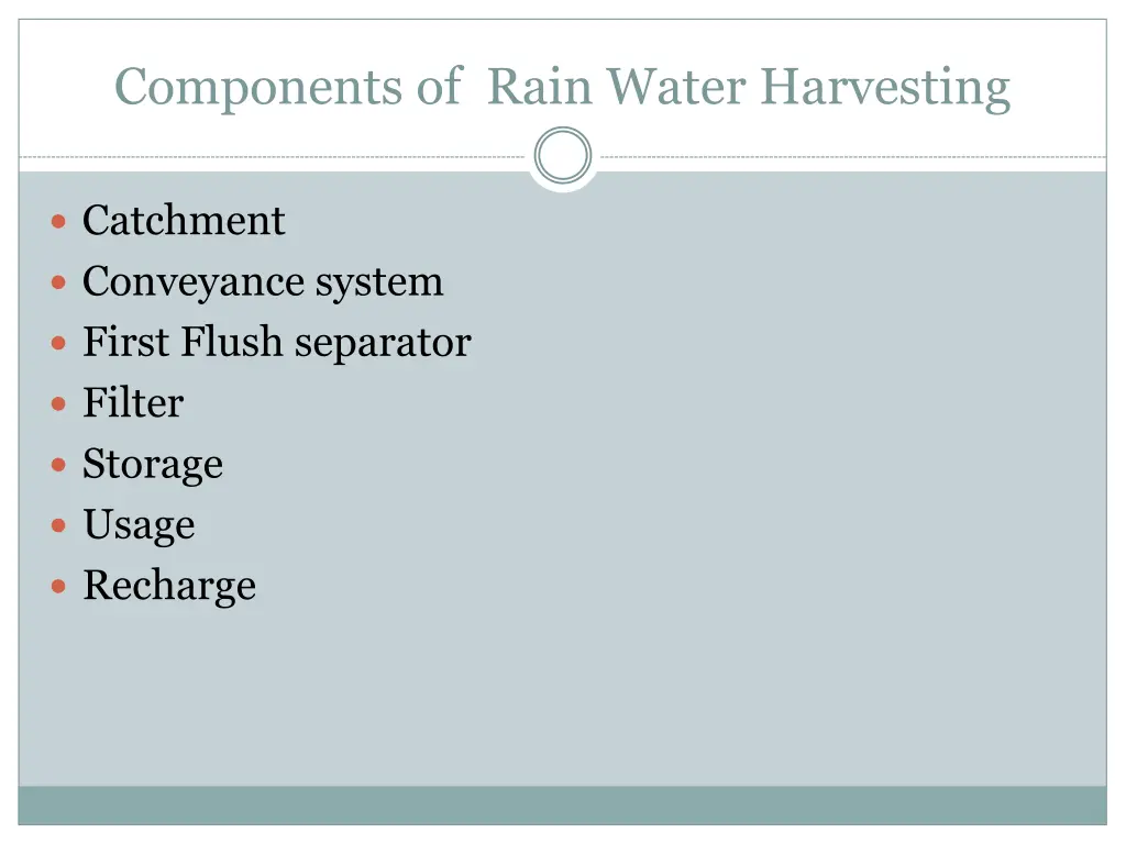 components of rain water harvesting