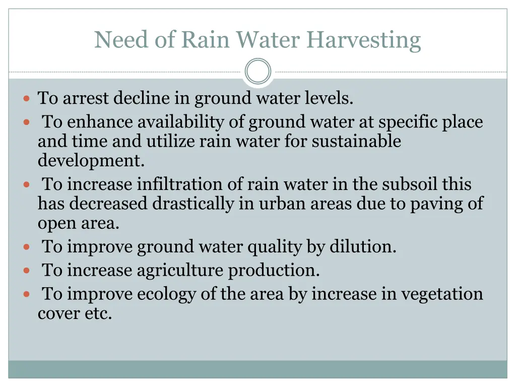 need of rain water harvesting