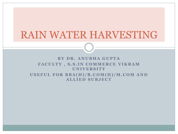 rain water harvesting