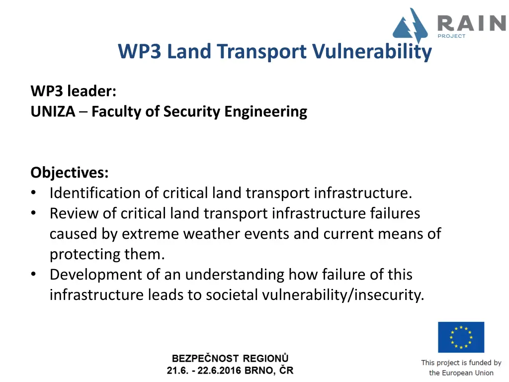 wp3 land transport vulnerability