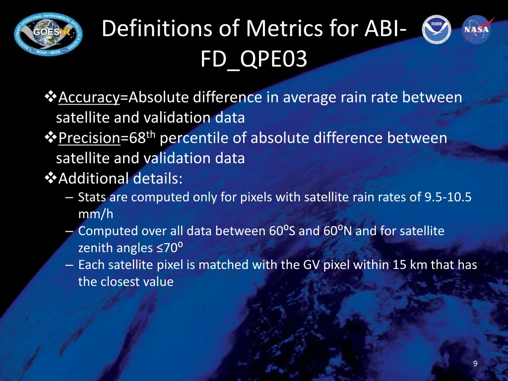 definitions of metrics for abi fd qpe03