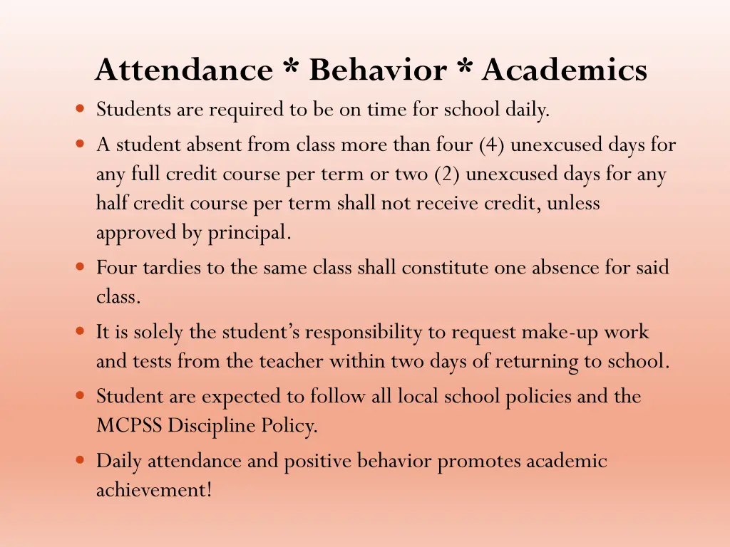 attendance behavior academics students