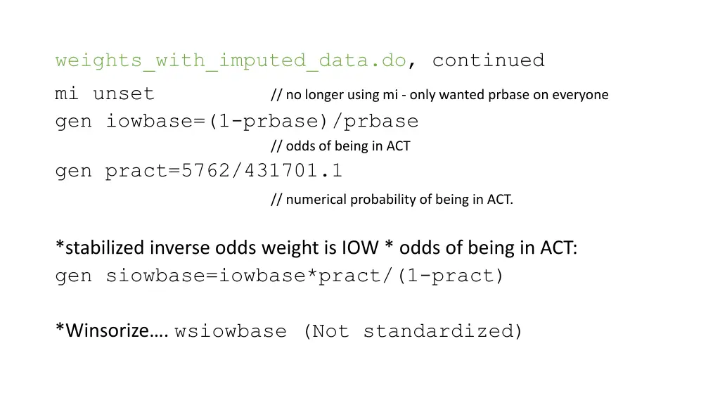 weights with imputed data do continued mi unset