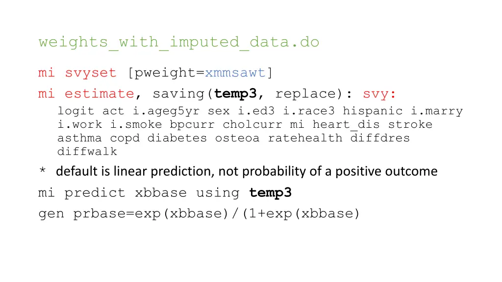 weights with imputed data do