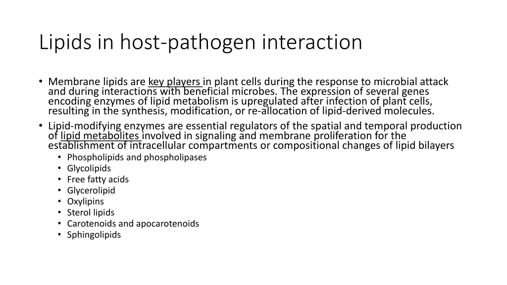 lipids in host pathogen interaction