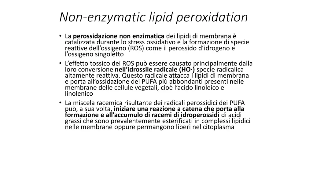 non enzymatic lipid peroxidation