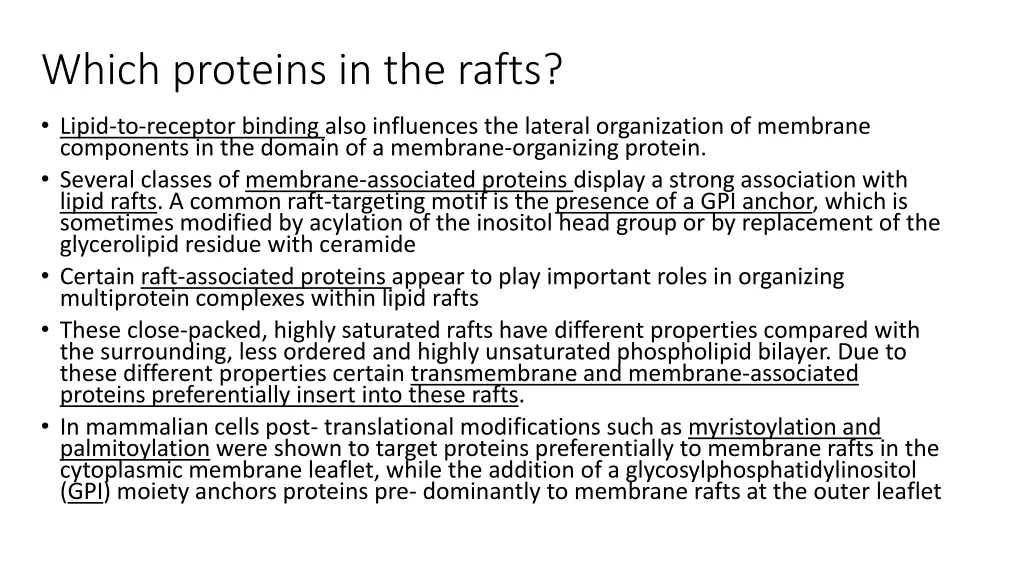 which proteins in the rafts