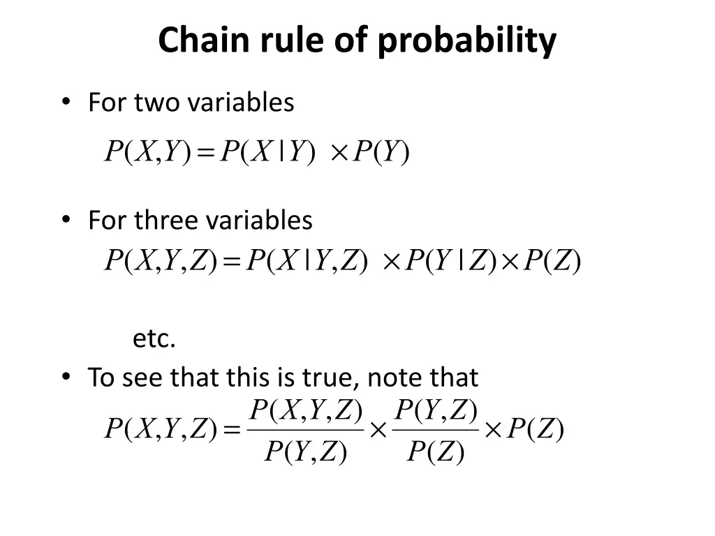 chain rule of probability