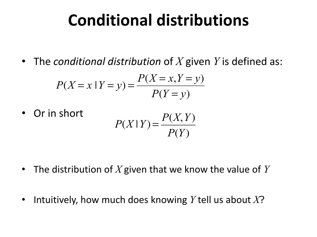 conditional distributions