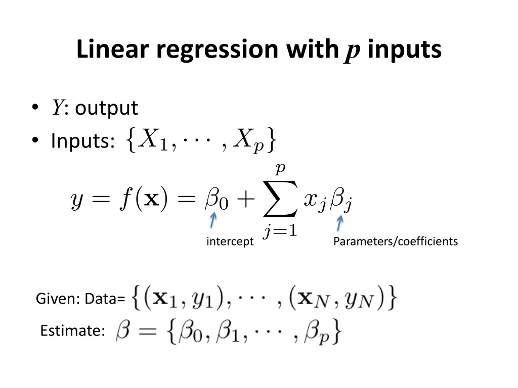 linear regression with p inputs