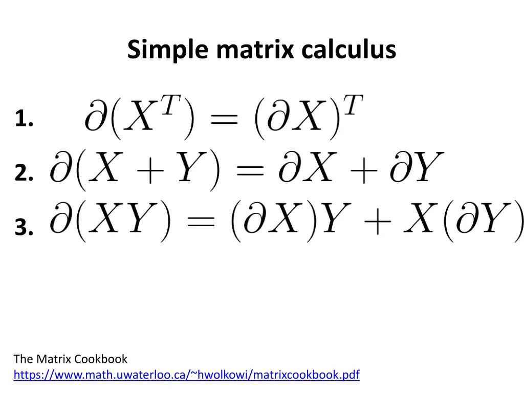 simple matrix calculus