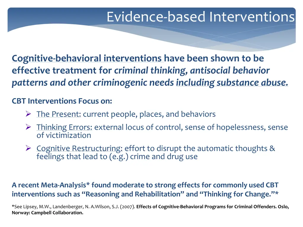 evidence based interventions