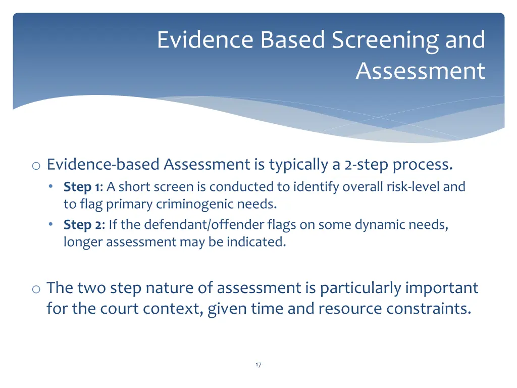 evidence based screening and