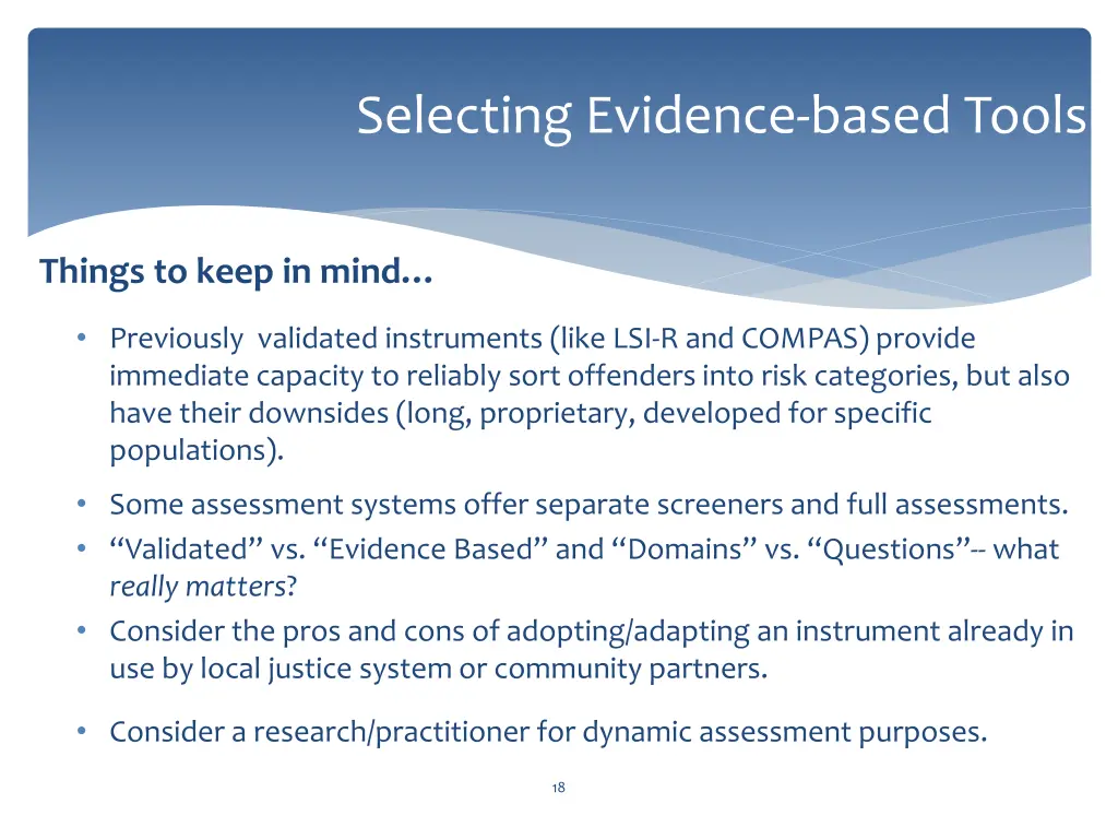 selecting evidence based tools