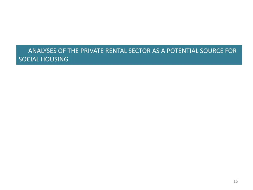 analyses of the private rental sector