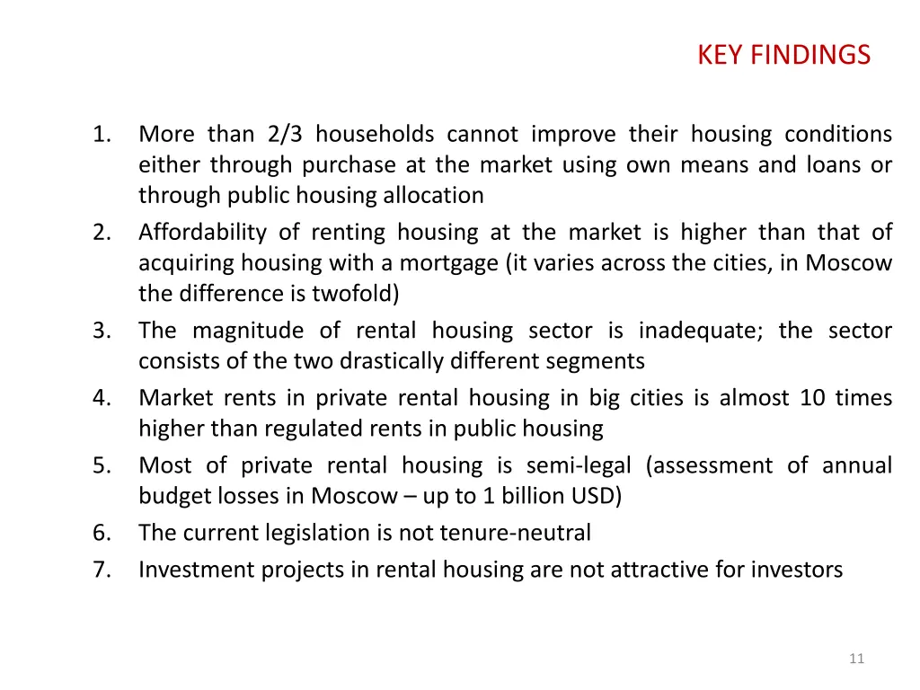 key findings