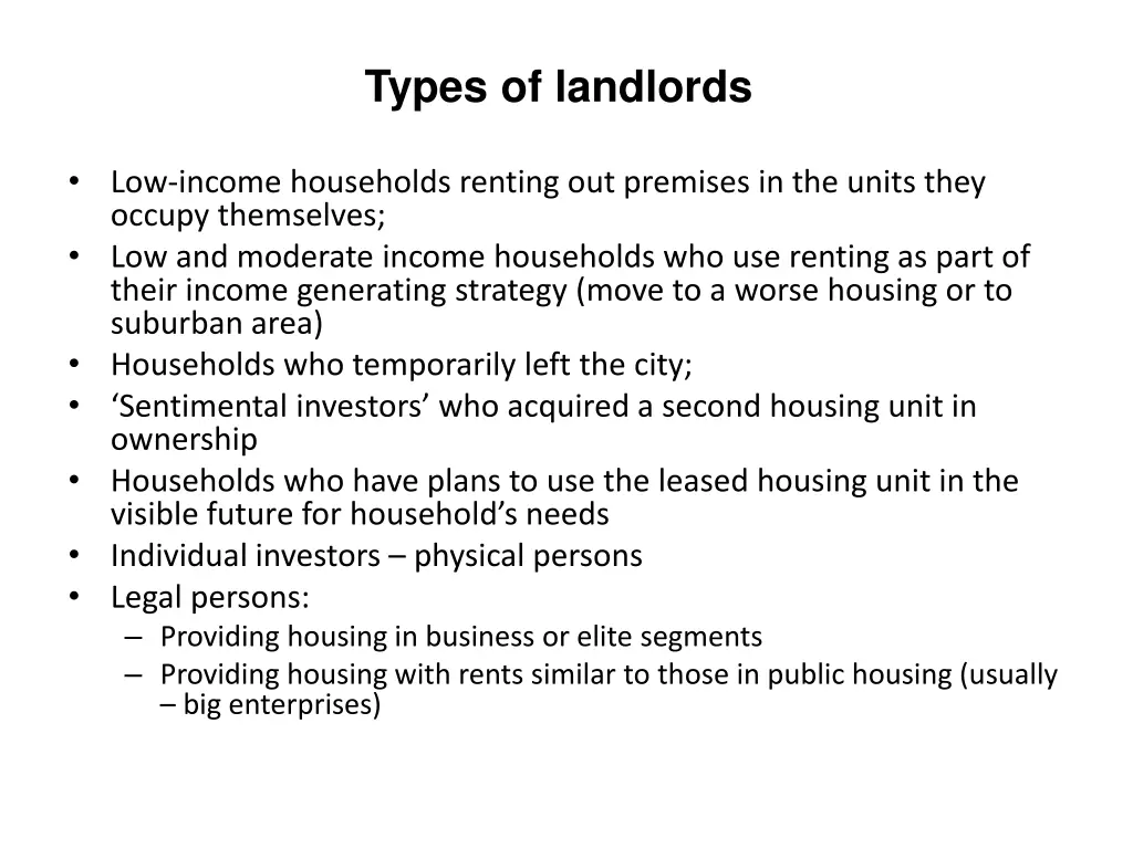 types of landlords