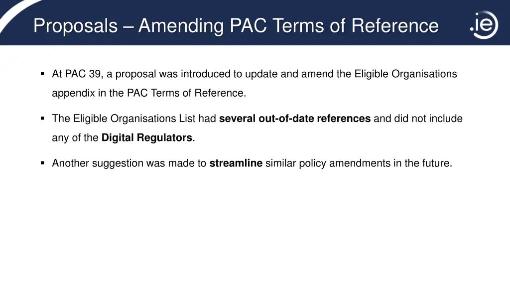 proposals amending pac terms of reference