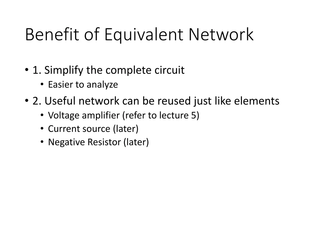 benefit of equivalent network