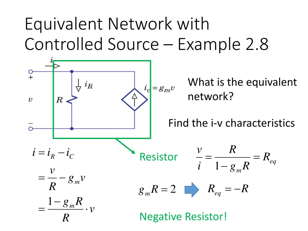 equivalent network with controlled source example