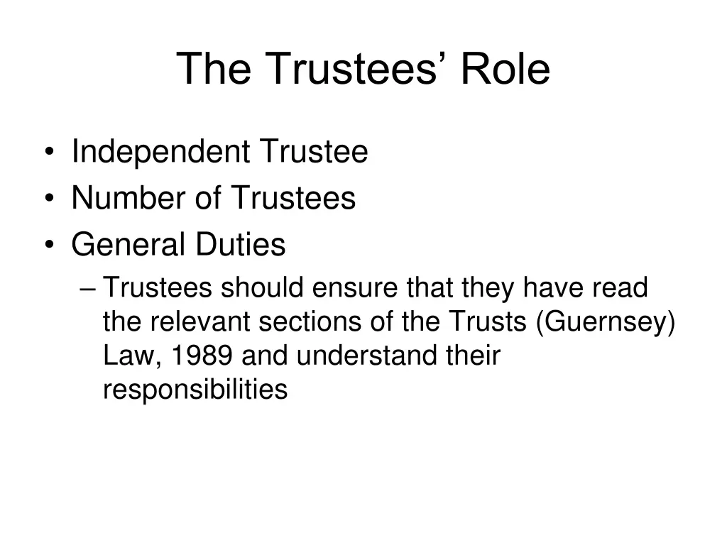 the trustees role