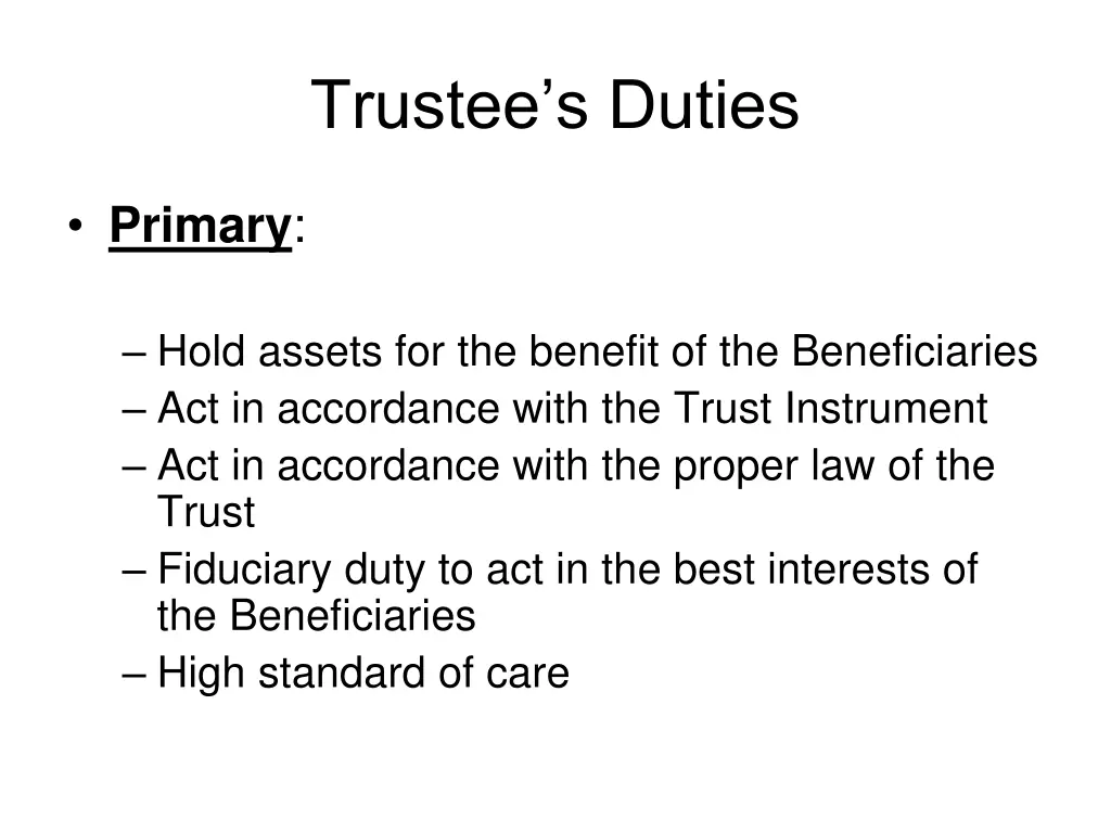 trustee s duties